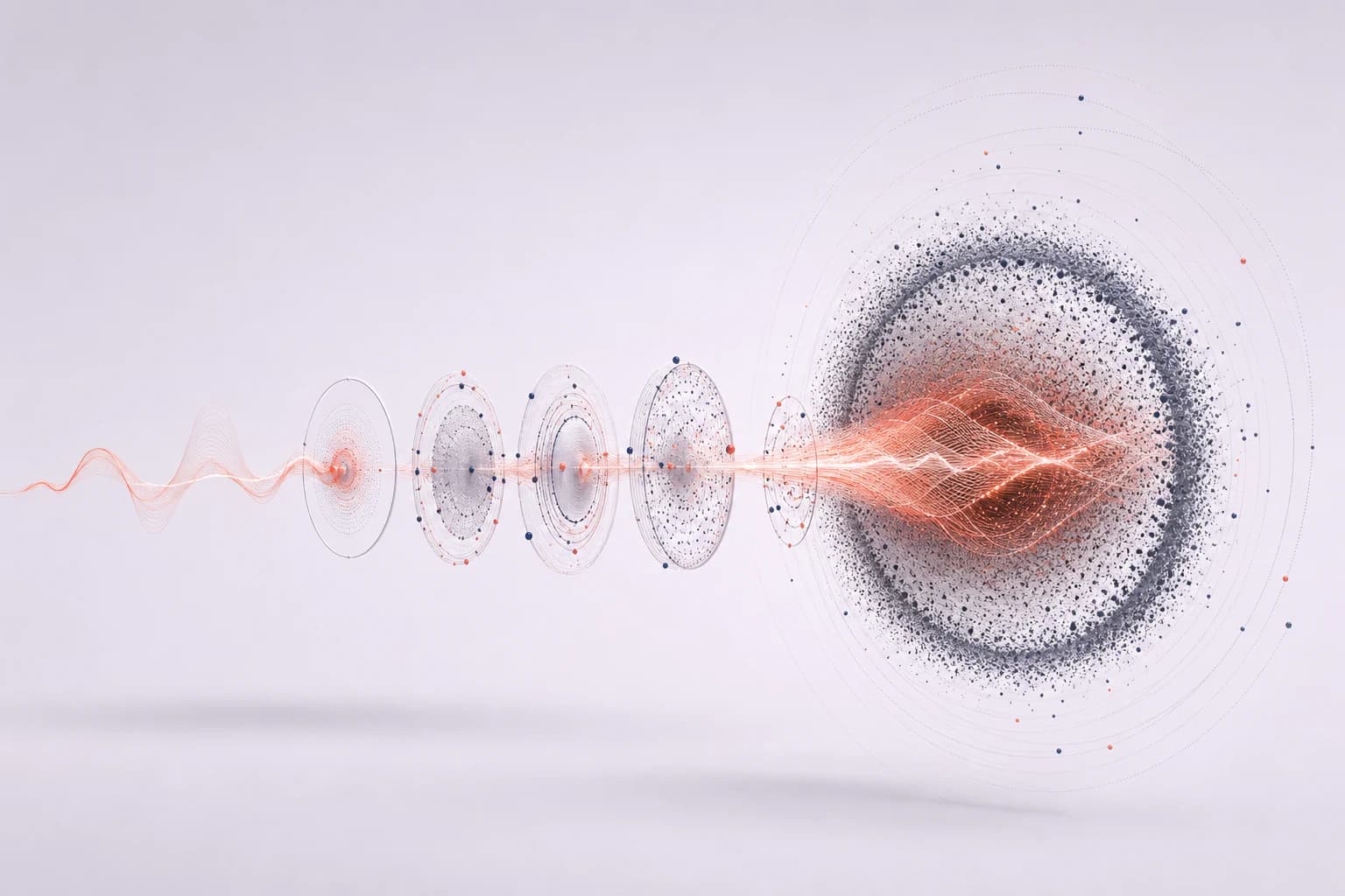 A synthetic waveform flowing through connected API nodes